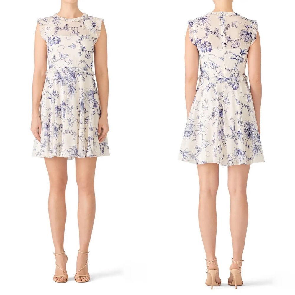 RED Valentino Silk Monkey Print Mini Dress